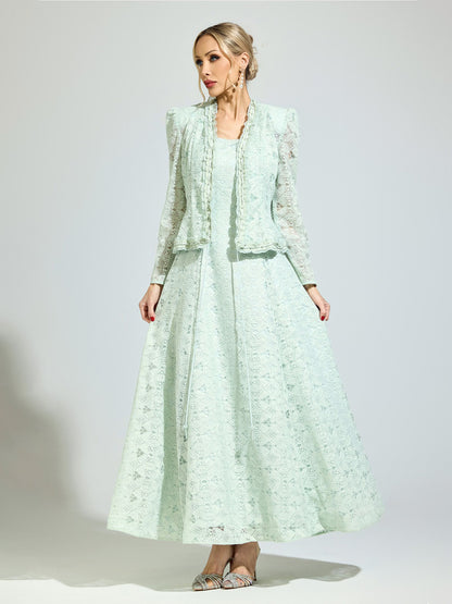 Estelle Elegant Green Two-Piece Lace Set