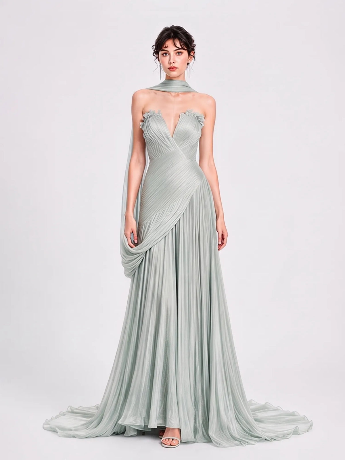 Nadia Crepe Strapless Maxi Dress In Green