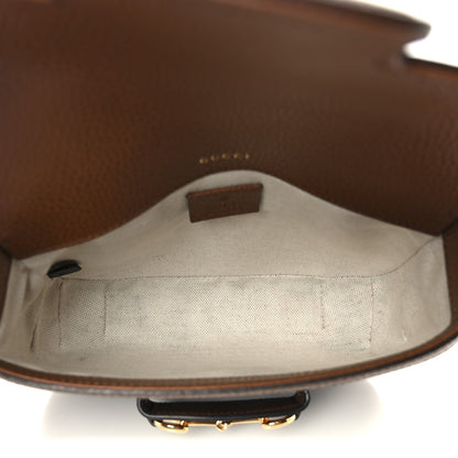 New Denim GG Monogram Dollar Calfskin Web Mini Horsebit 1955 Shoulder Bag Blue Tea Cuir Epilog