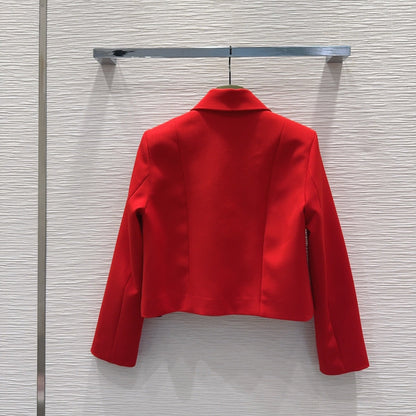 GG Crêpe Jacket With Double G Button Red Wool 346679