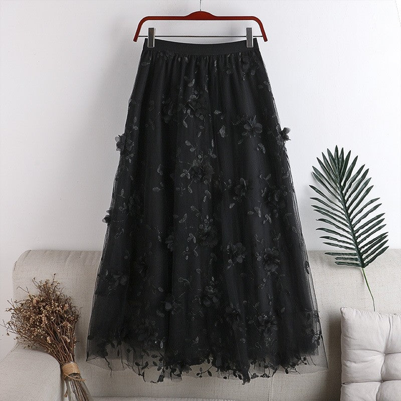 High Waist Slimming Double Layer Mesh Skirt