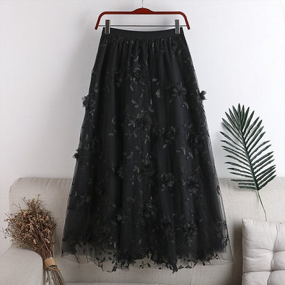 High Waist Slimming Double Layer Mesh Skirt