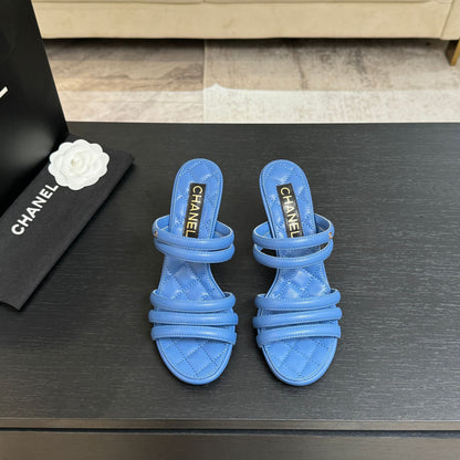 CC 26C Double C Strap Sandals Blue Sheepskin