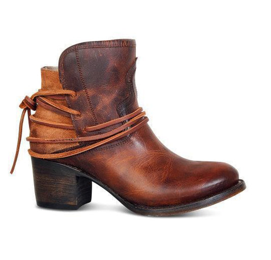 Casual Lace-Up Low Square Heel Knight Shorts Boots