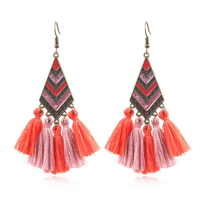 Trendy Diamond Shape Drop Oil Earrings Bohemian Style