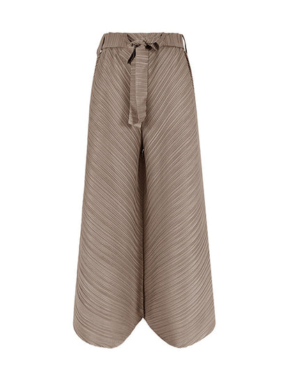 Wide Leg Loose Drawstring Pleated Tiered Casual Pants Bottoms