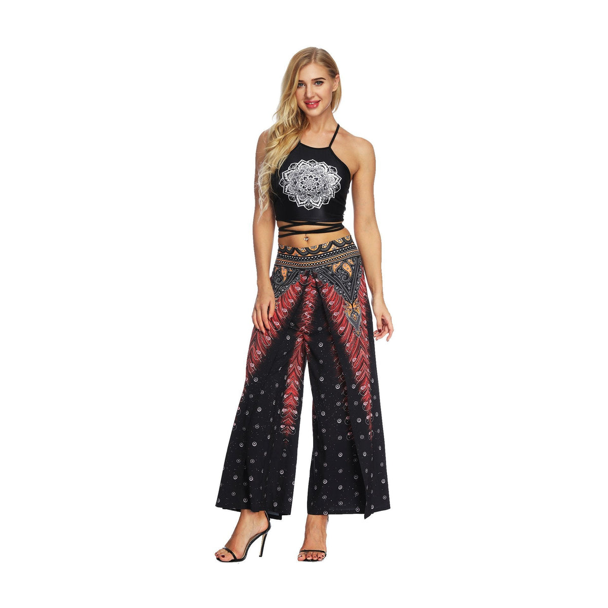 Fashion Ethnic Digital Printing High-Waist Wide-Leg Yoga Pants Leisure 4