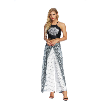 New Fashion Ethnic Digital Printing High-Waist Wide-Leg Yoga Pants