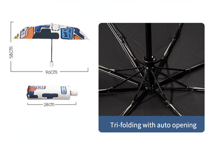 Tetris Pattern Folding Travel Umbrella for Sun and Rain