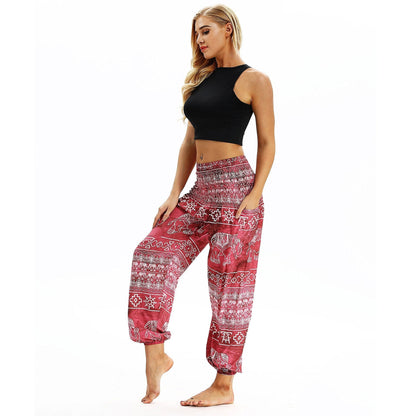 Elephant Big Pattern Digital Printing Yoga Pants Loose Women'S Sports Lantern Pants Belly Dance Casual Yoga Pants 2