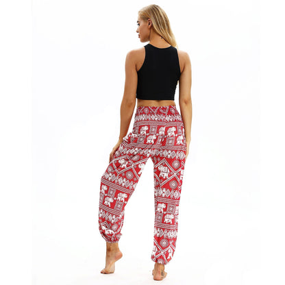 Square Elephant Pattern Digital Printing Yoga Pants Loose Women'S Sports Lantern Pants Belly Dance Casual Yoga Pants 3