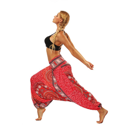 National Wind Style Digital Print Loose Women'S Fitness Yoga Pants Leisure Lantern Yoga Pants