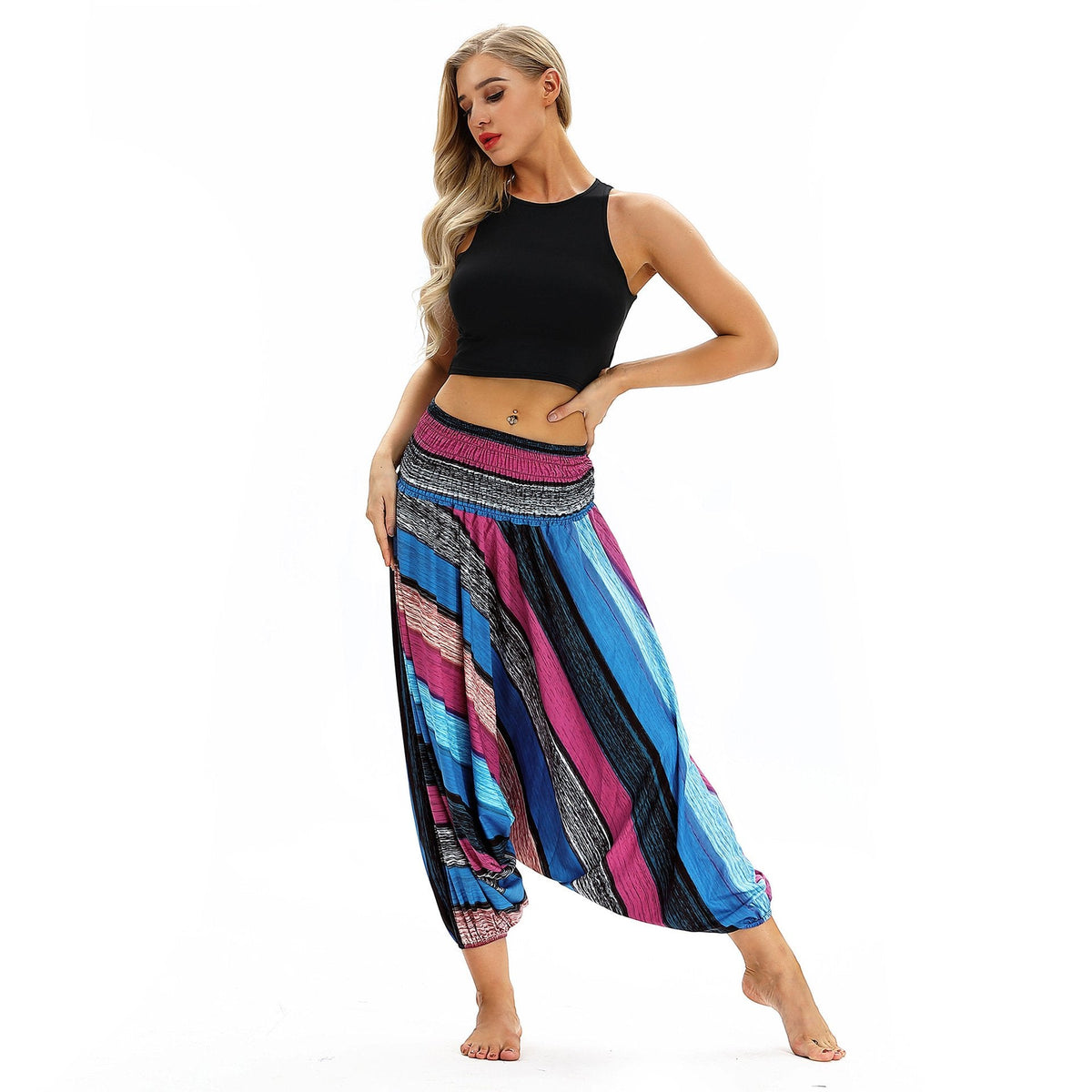 Cross-Border New Digital Print Women'S Fitness Yoga Pants Leisure Loose European And American Lantern Pants Women'S Fashion Wholesale.