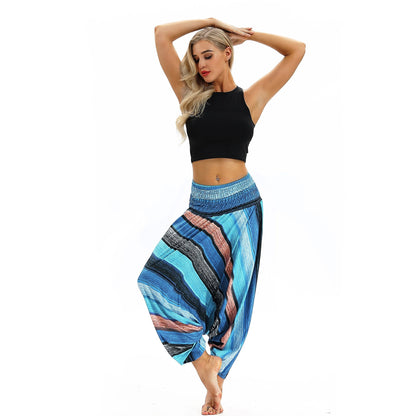 Cross-Border New Digital Print Women'S Fitness Yoga Pants Leisure Loose European And American Lantern Pants Women'S Fashion Wholesale.