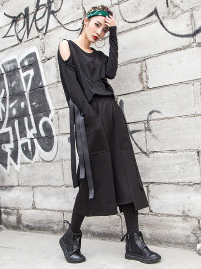 Casual Loose Asymmetric High Waisted Straight Leg Pants