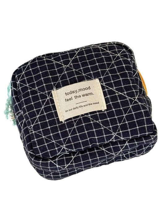 Cosbai - Plaid Color Block Portable Coin Pouch