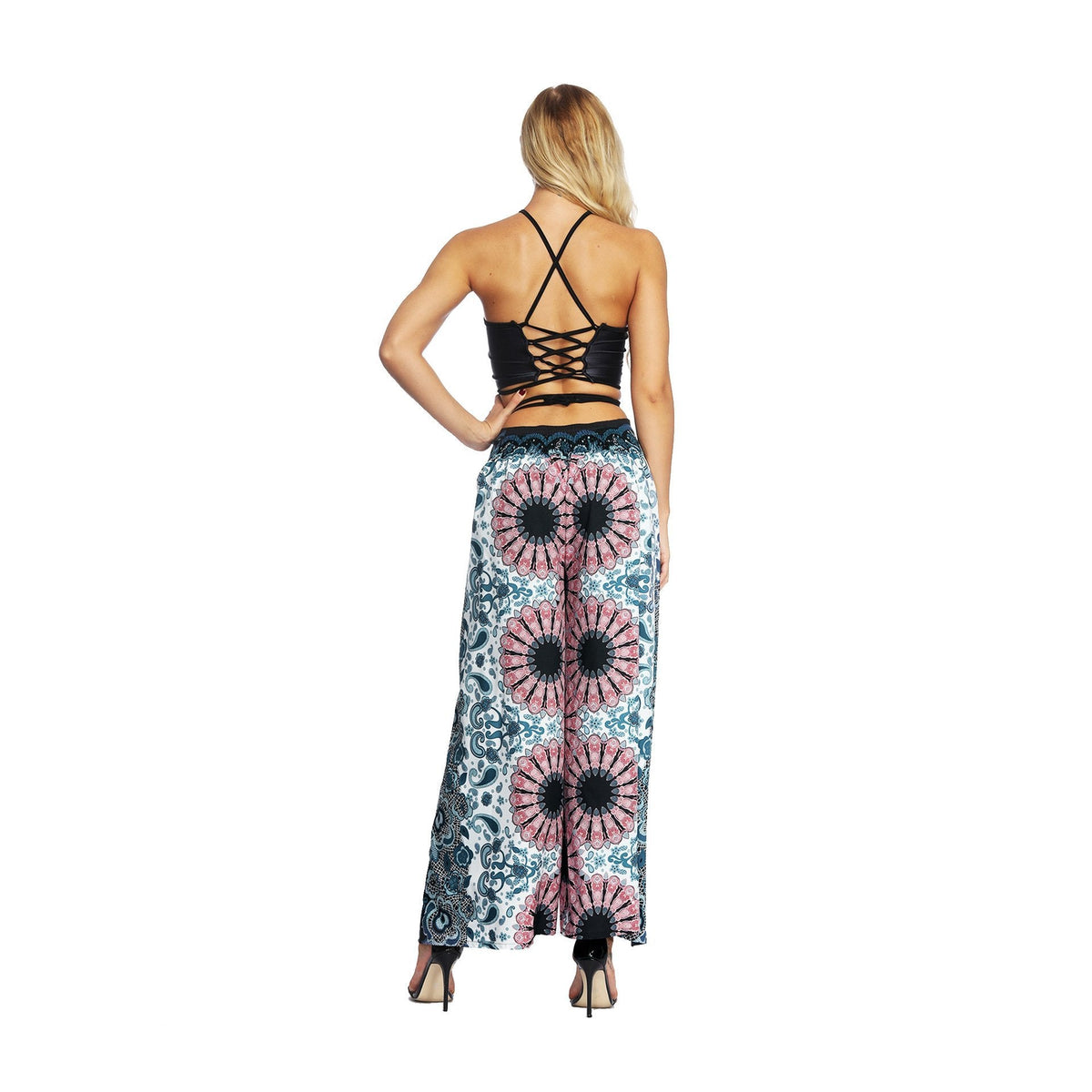 New Fashion Ethnic Digital Printing High-Waist Wide-Leg Yoga Pants