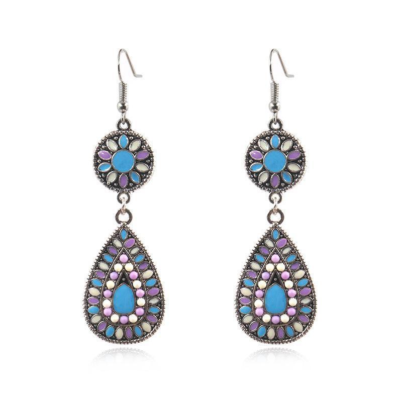 Colorful Inlaid Rice Beads Drop Earrings