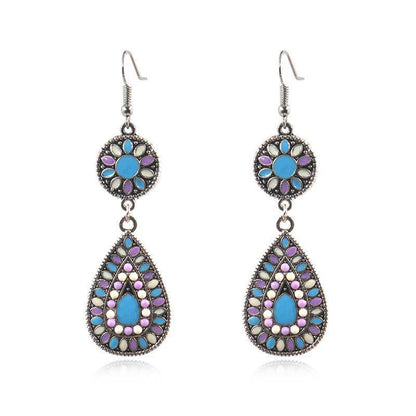 Colorful Inlaid Rice Beads Drop Earrings