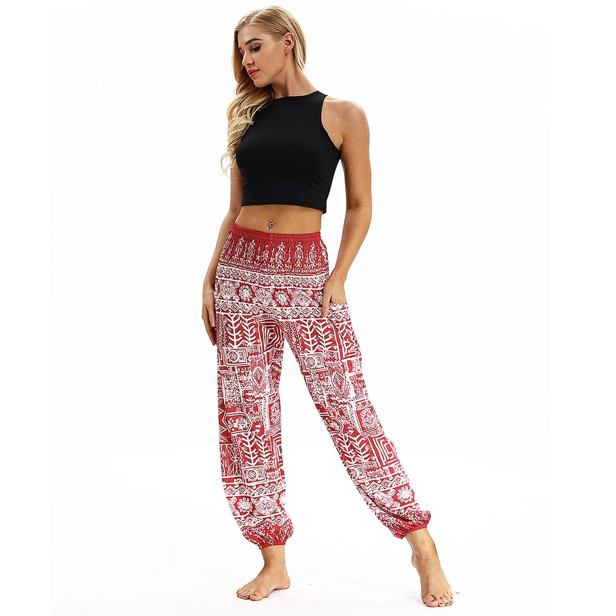 Totem Print Women'S Casual Light Lantern Dance Pants Popular In Autumn Yoga Loose Pants