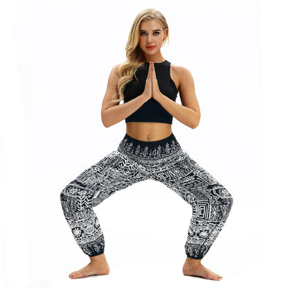 Totem Print Women'S Casual Light Lantern Dance Pants Popular In Autumn Yoga Loose Pants