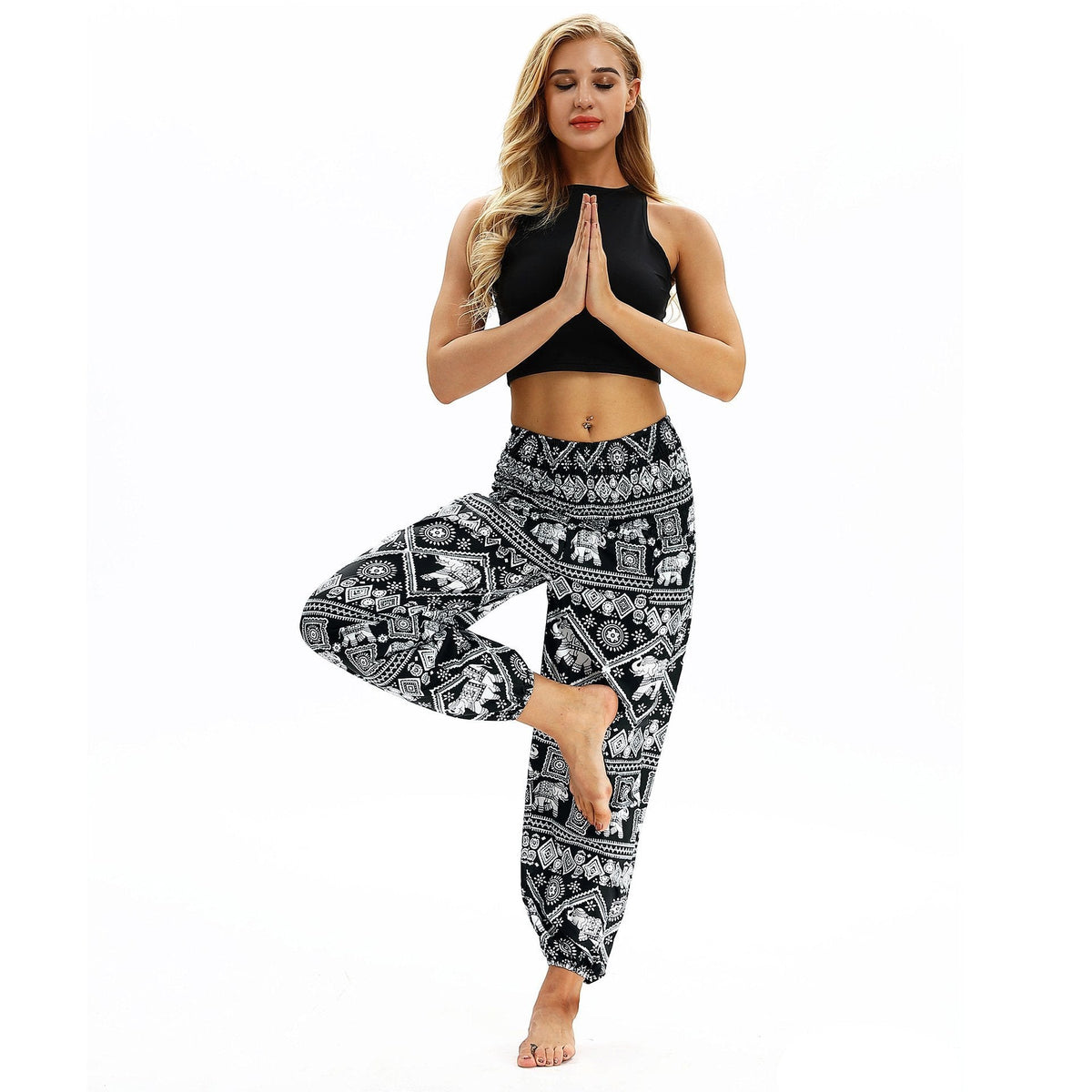 Square Elephant Pattern Digital Printing Yoga Pants Loose Women'S Sports Lantern Pants Belly Dance Casual Yoga Pants 3