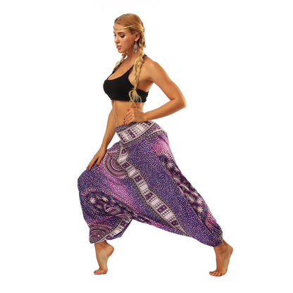 National Wind Style Digital Print Loose Women'S Fitness Yoga Pants Leisure Lantern Yoga Pants
