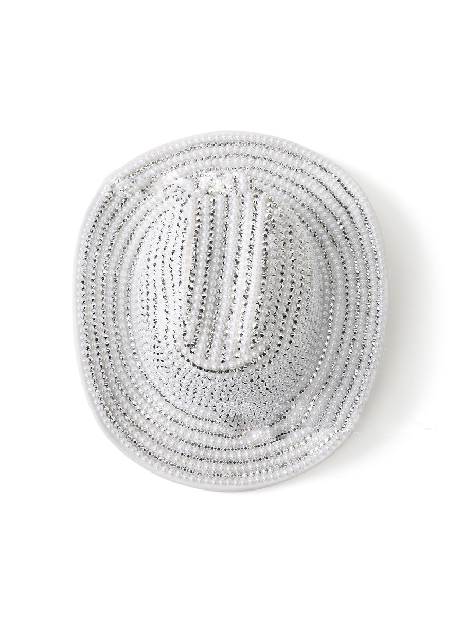 Karina Rhinestone-Embellished Pearl Cowboy Hat