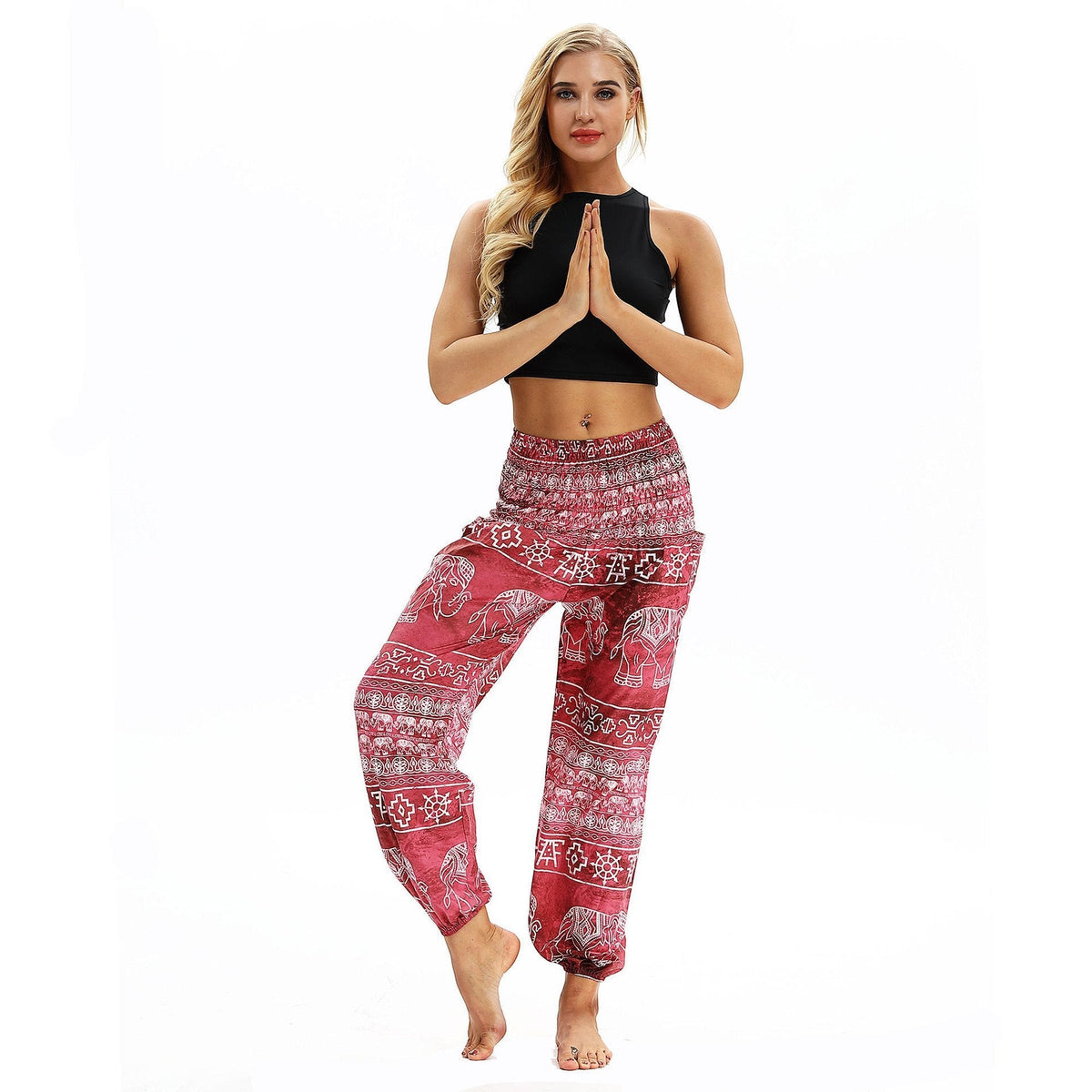 Square Elephant Pattern Digital Printing Yoga Pants Loose Women'S Sports Lantern Pants Belly Dance Casual Yoga Pants 3