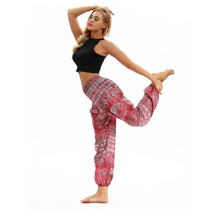 Square Elephant Pattern Digital Printing Yoga Pants Loose Women'S Sports Lantern Pants Belly Dance Casual Yoga Pants 3