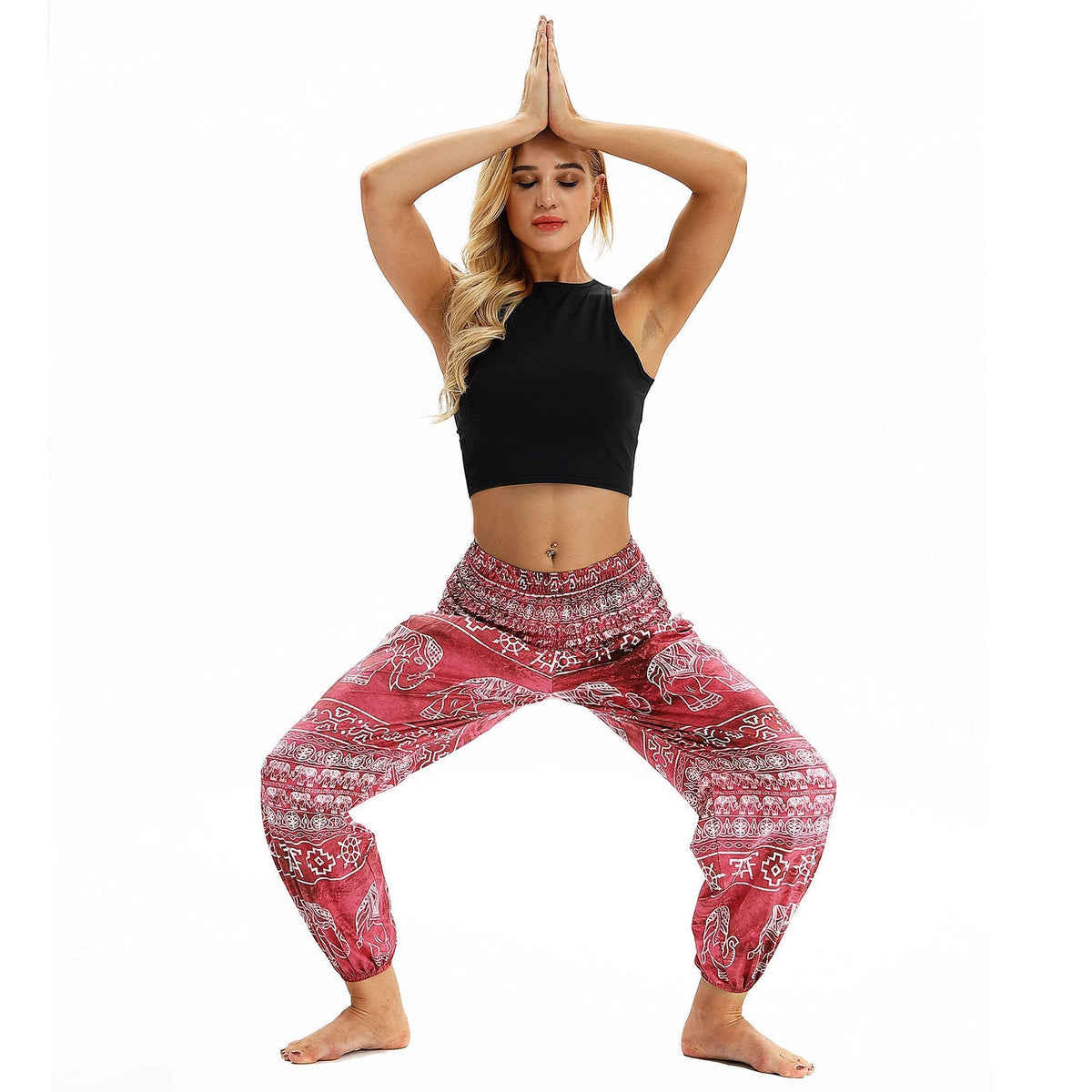 Square Elephant Pattern Digital Printing Yoga Pants Loose Women'S Sports Lantern Pants Belly Dance Casual Yoga Pants 3