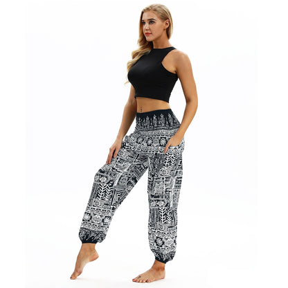 Totem Print Women'S Casual Light Lantern Dance Pants Popular In Autumn Yoga Loose Pants