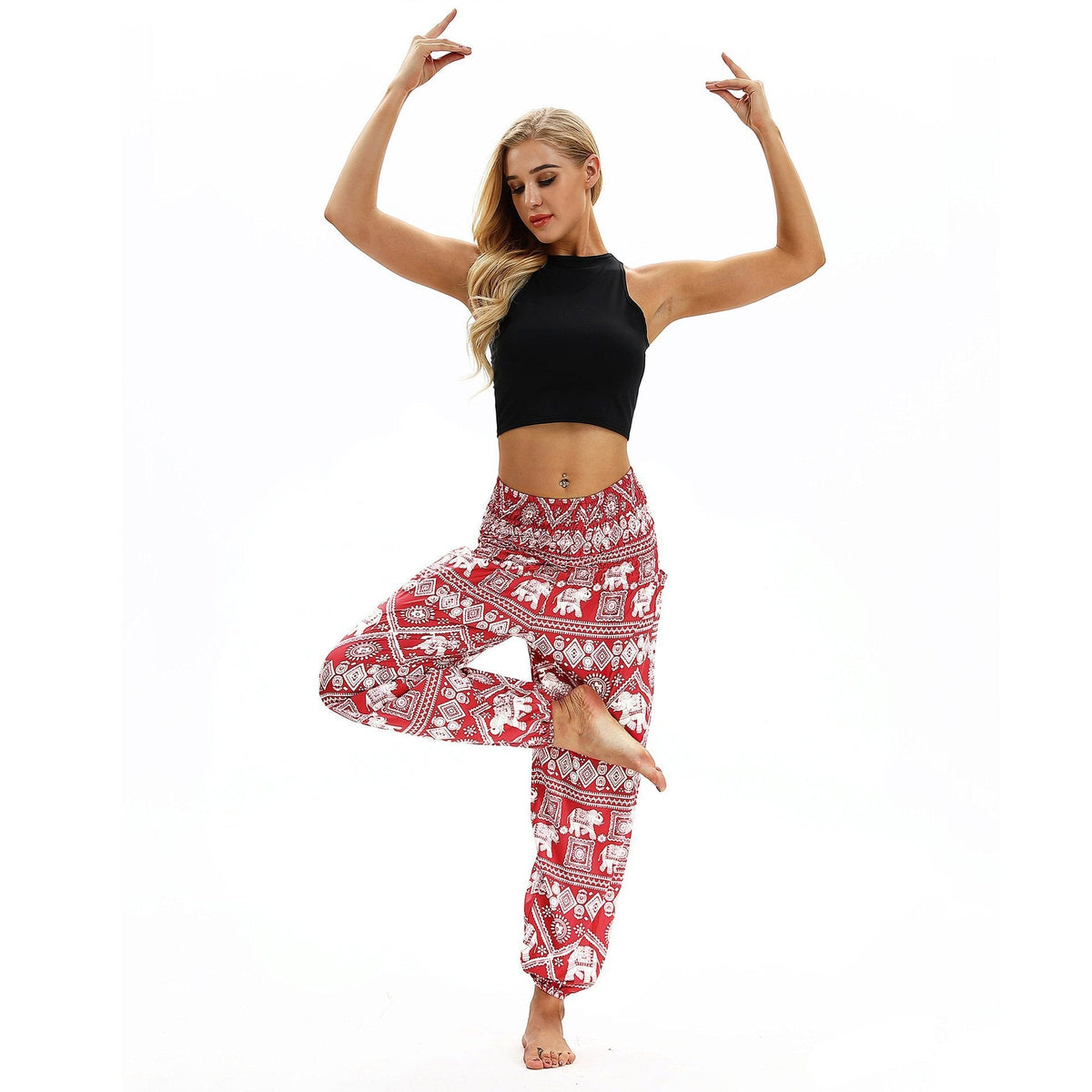 Square Elephant Pattern Digital Printing Yoga Pants Loose Women'S Sports Lantern Pants Belly Dance Casual Yoga Pants 3