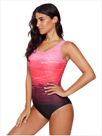 Women'S Gradient Solid Color Sexy Underwireless Bikini One-Piece Swimsuit