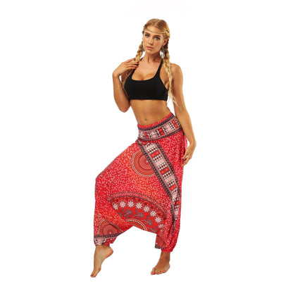 National Wind Style Digital Print Loose Women'S Fitness Yoga Pants Leisure Lantern Yoga Pants