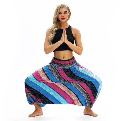 Cross-Border New Digital Print Women'S Fitness Yoga Pants Leisure Loose European And American Lantern Pants Women'S Fashion Wholesale.