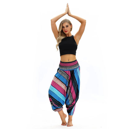 Cross-Border New Digital Print Women'S Fitness Yoga Pants Leisure Loose European And American Lantern Pants Women'S Fashion Wholesale.