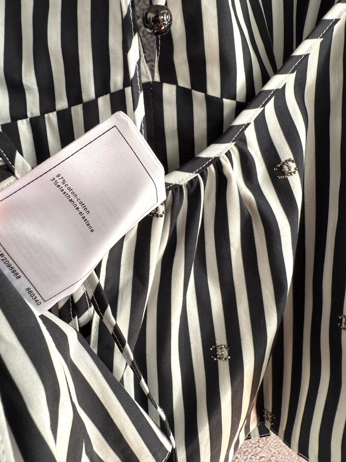 CC Striped Halter Top Black White Cotton