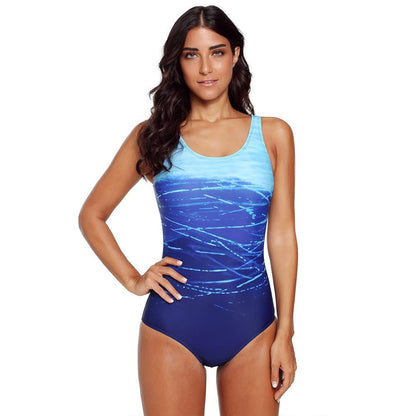 Women'S Gradient Solid Color Sexy Underwireless Bikini One-Piece Swimsuit