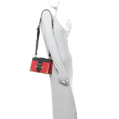 City Calfskin Saffiano Cahier Bag Fuoco Black