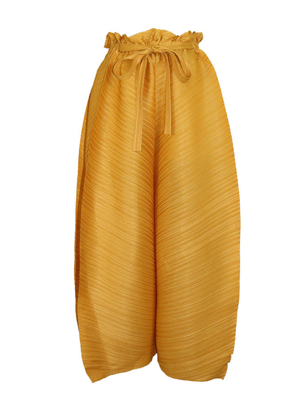Loose Wide Leg  Pleated Casual Pants Bottoms
