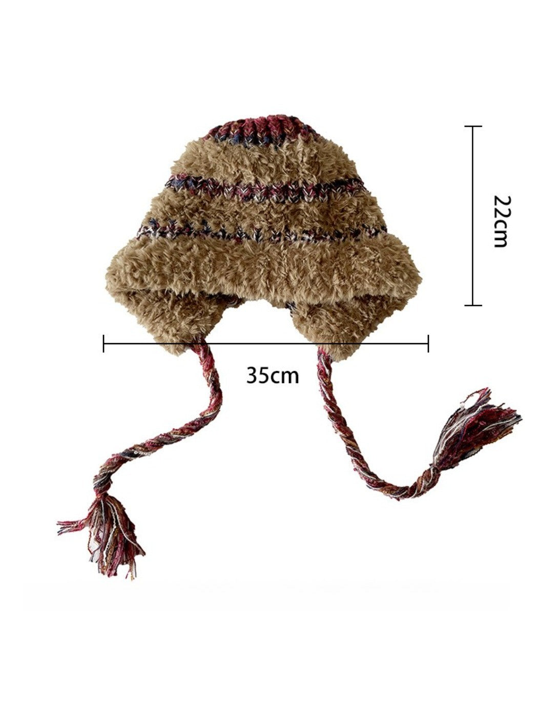 Haila - Winter Striped Knitted Beanie with Cute Braids