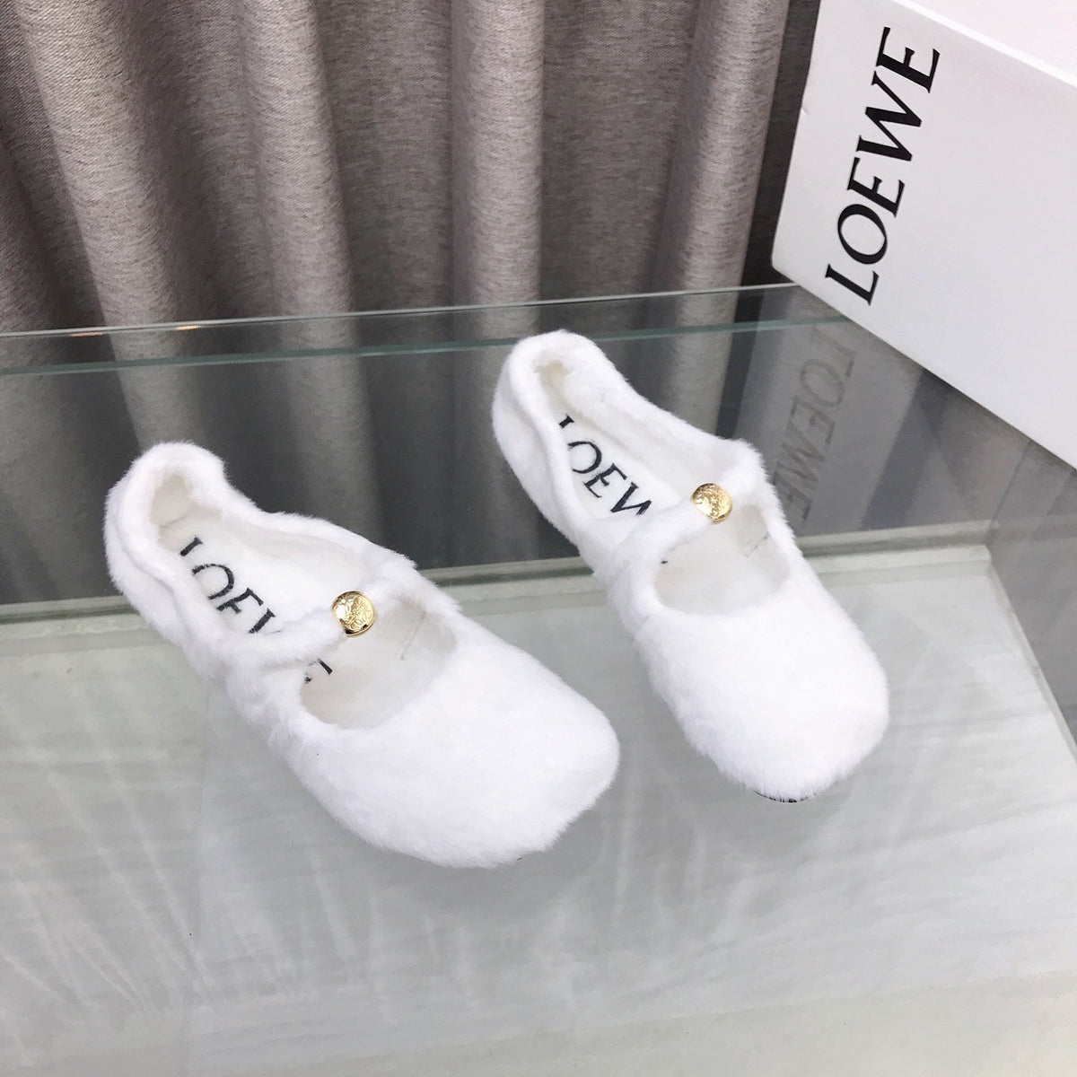 Loewe 2026 Ballet Flat White in Wool 597433
