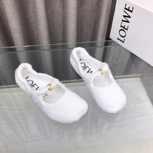 Loewe 2026 Ballet Flat White in Wool 597433