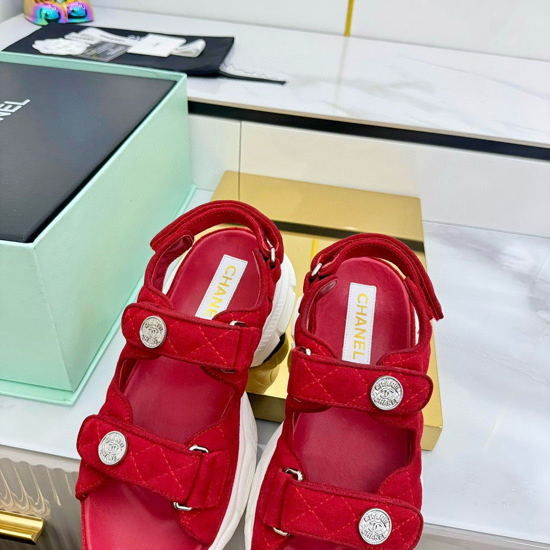 CC Sandals Electro Embroidery Red Canvas