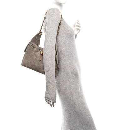 Suede Quilted Small Chanel 25 Handbag Dark Grey