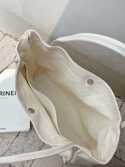Simple Casual Chic Solid Color PU Tote Shoulder Bags Accessories
