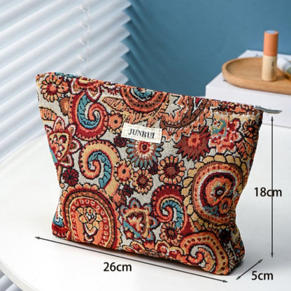 Cosbai - Boho Orange Floral Clutch Bag Zippered Organizer
