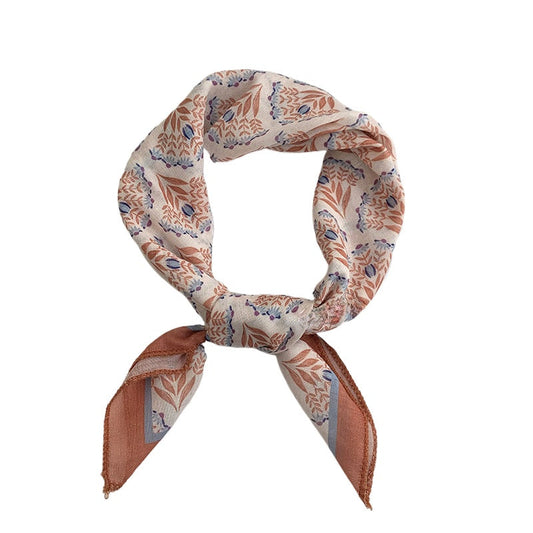 Haila - 20" Floral Print Square Scarf Bandana - Vintage &amp; Classic