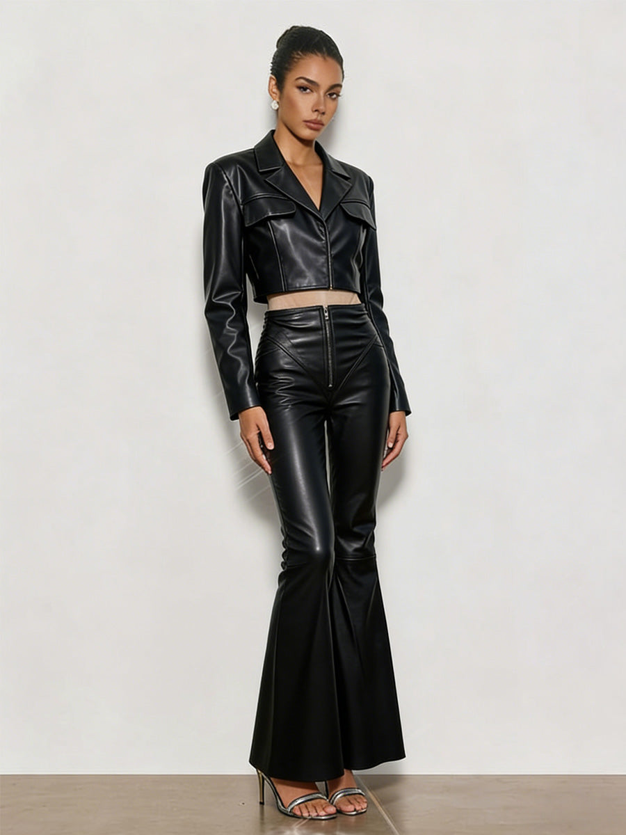 Maya Faux Leather Two Piece Set